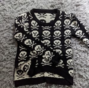 Asymmetrical Hem Skull Sweater